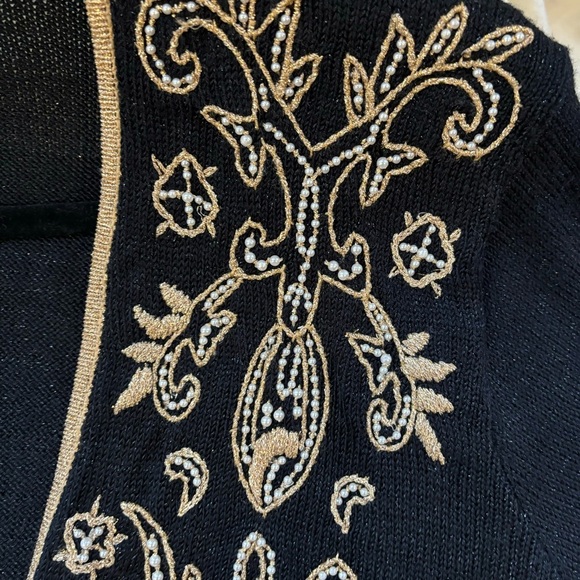 Vintage Jaclyn Smith Black Embellished Cardigan, Size Small - Picture 3 of 13